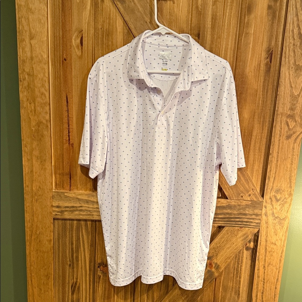 Greg Norman Collection White Polka Dot Polo Shirt